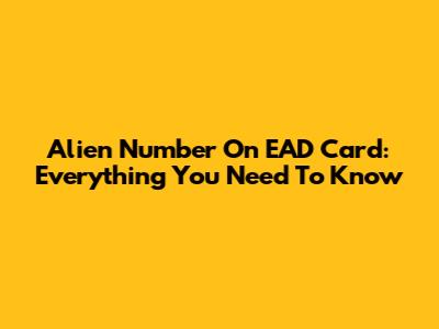 Alien Number On EAD Card: Everything You Need To Know