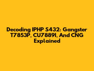 Decoding IPHP S432: Gangster T7853P, CU7889I, And CNG Explained
