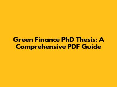 Green Finance PhD Thesis: A Comprehensive PDF Guide