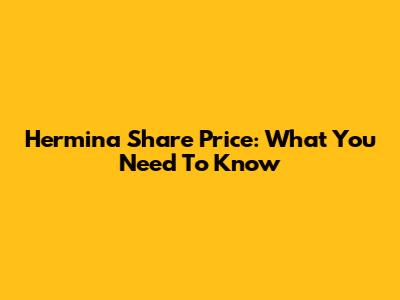 Hermina Share Price: What You Need To Know