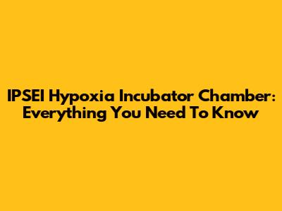 IPSEI Hypoxia Incubator Chamber: Everything You Need To Know