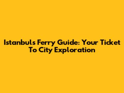 Istanbul's Ferry Guide: Your Ticket To City Exploration