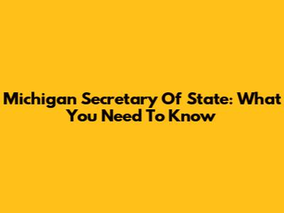 Michigan Secretary Of State: What You Need To Know