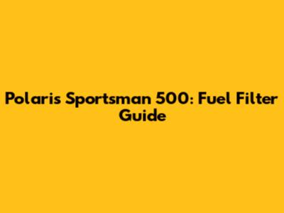 Polaris Sportsman 500: Fuel Filter Guide