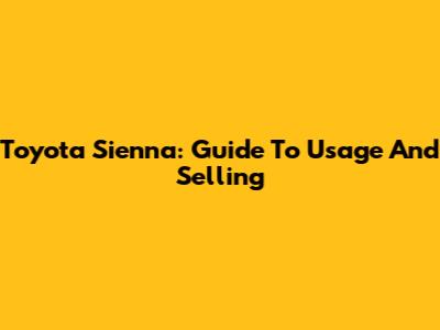 Toyota Sienna: Guide To Usage And Selling